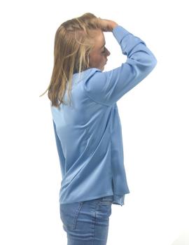 Camisa Yolan Azul Pedrería Para Mujer