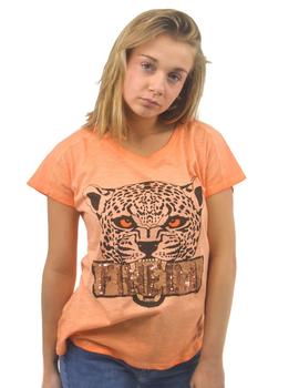 Camiseta Frieda Naranja Leopardo Para Mujer