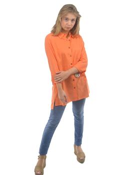 Camisa Hongo Naranja de Lino Para Mujer
