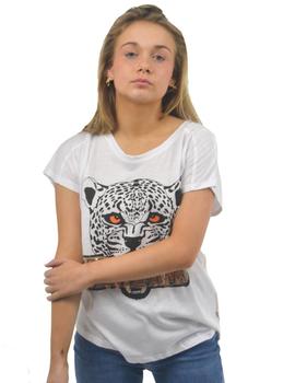Camiseta Frieda Blanca Leopardo Para Mujer
