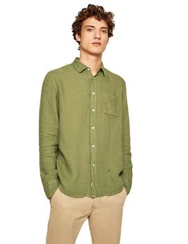 Camisa Pepe Jeans Básica Con Bolsillo Addison Verde Hombre