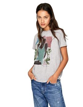 Camiseta Pepe Jeans Estampada Felicity Gris Para Mujer