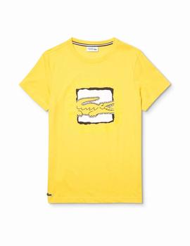 Camiseta Lacoste SPORT con estampado 3D Amarilla de hombre