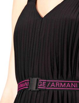 Vestido Armani Exchange Midi Negro Fucsia Para Mujer