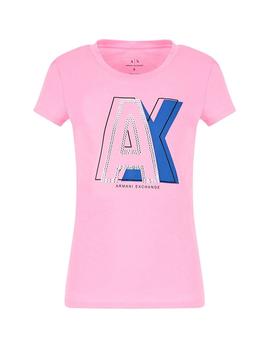 Camiseta Armani Exchange Rosa Logo Para Mujer