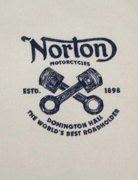 Sudadera Norton Beige Con Logo Marino Para Hombre