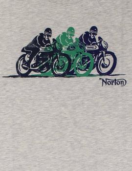 Camiseta Norton Gris Estampado Motos Para Hombre
