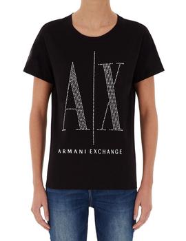 Camiseta Armani Exchange Negra Logo Para Mujer