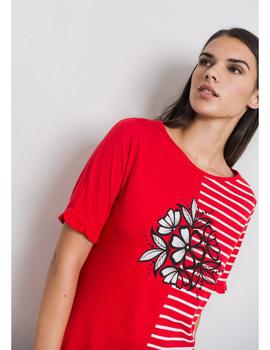 Camiseta Roja Combinada de Alba Conde para mujer