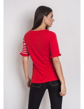 Camiseta Roja Combinada de Alba Conde para mujer