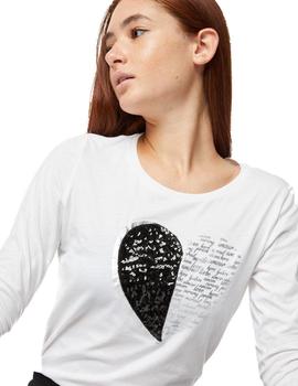 Camiseta Gas Hanika Blanca Con Corazón Para Mujer