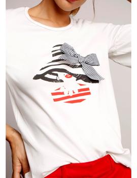 Camiseta Con Dibujo Pamela y Vichy de Alba Conde para mujer