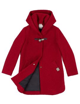 Abrigo Hongo Rojo Capucha Para Mujer