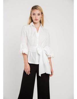 Camisa De Fiesta Blanca Con Lazada de Alba Conde para mujer