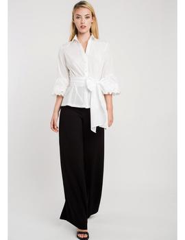 Camisa De Fiesta Blanca Con Lazada de Alba Conde para mujer