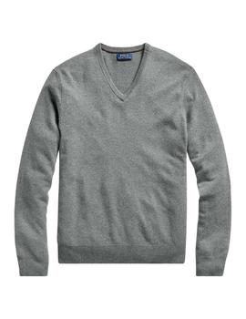 Jersey Ralph Lauren De Lana Cuello De Pico Gris Para Hombre