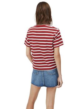 Camiseta Pepe Jeans Camile De Rayas Roja Para Mujer