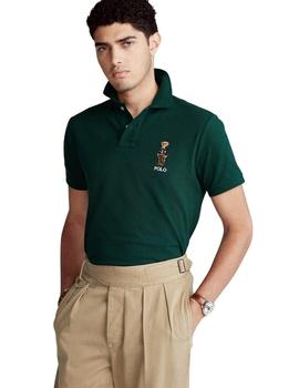 Polo Ralph Lauren Custom Slim Fit Bear Verde Para Hombre