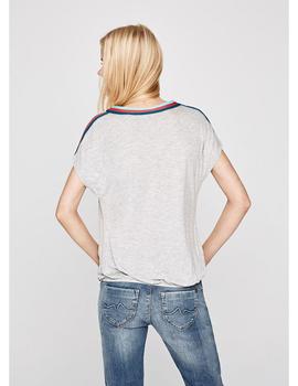 Camiseta Pepe Jeans Cuello Abierto Gwen Gris Para Mujer