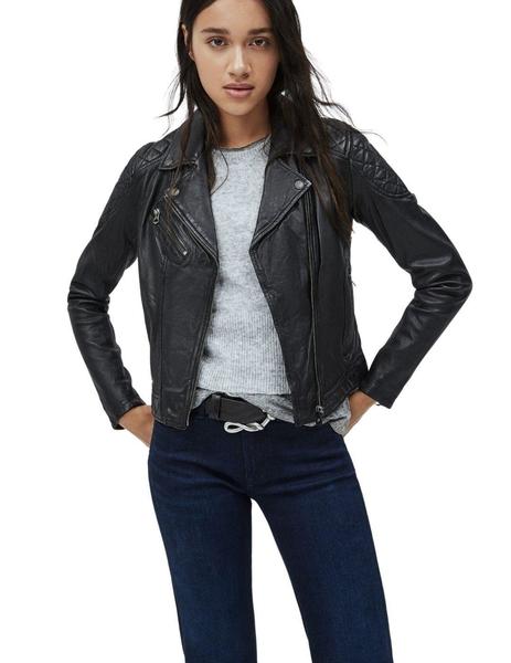 Cazadora Pepe Jeans Biker De Piel Alba Para Mujer