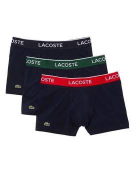 Pack 3 Bóxers Lacoste Lisos Cintura a Contraste Para Hombre