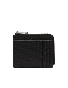 Tarjetero Lacoste Negro Cremallera Para Hombre