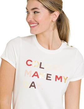 Camiseta Naf Naf Texto Multicolor Para Mujer
