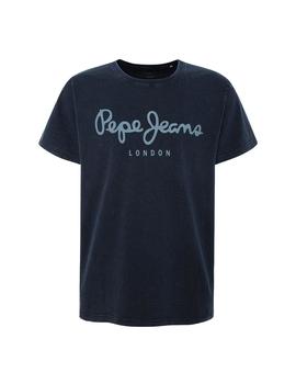 Camiseta Pepe Jeans Logo Essential Azul Para Hombre