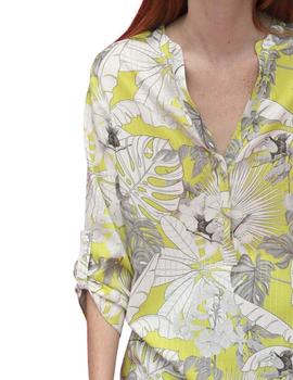 Camisa Vilagallo Estampado Tropical Para Mujer