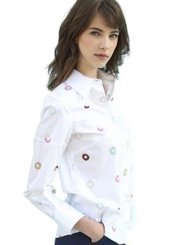 Camisa Vilagallo Blanca Estampado Donnut Para Mujer