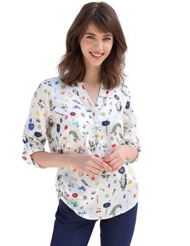 Camisa Vilagallo Escote V Estampada Para Mujer