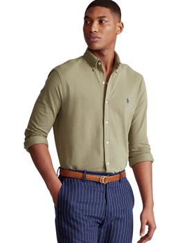 Camisa Ralph Lauren Verde Kaki Manga Larga Para Hombre