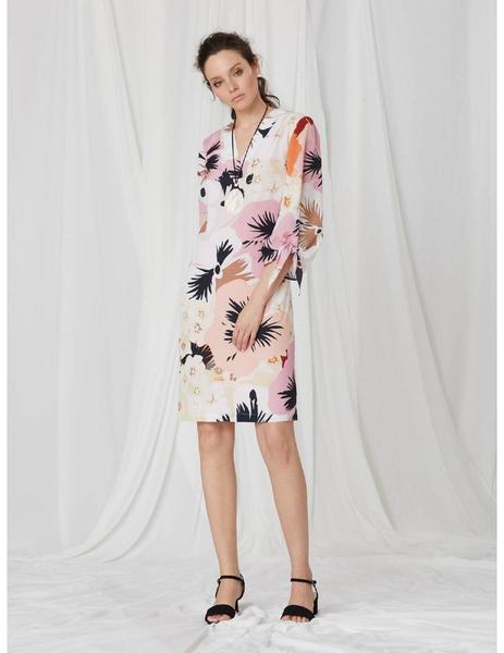 Vestido Javier Simorra Corto Estampado Tropical Para Muj