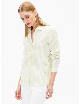 Camisa Vilagallo Martina Lime Stripe Linen Para Mujer