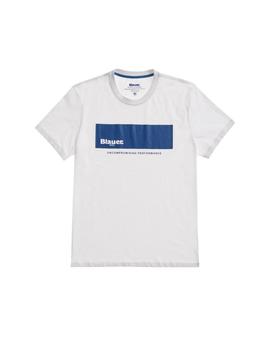 Camiseta Blauer Texto  Blanca Para Hombr