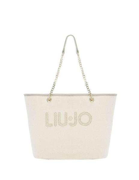 Bolso Shopper Liujo Beige De Tela Para Mujer