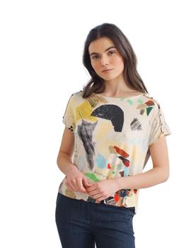 Camiseta Hongo Estampado Abstracto Para Mujer