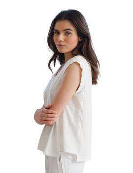 Camiseta Hongo Blanco Calada Para Mujer
