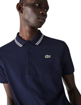 Polo Lacoste Sport Marino Rayas Blancas Para Hombre