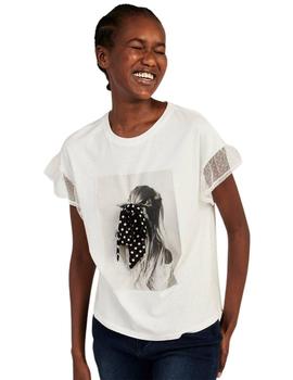 Camiseta Naf Naf Beige Con Lazo Para Mujer
