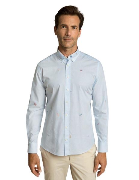 Camisa Hackett Celeste Estampada Para Hombre