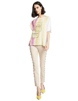 Camiseta Gaudi Estampada Manga Asimétrica Para Mujer