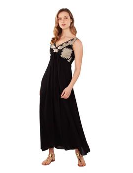 Vestido Anna Mora Negro LArgo Bordado Para Mujer