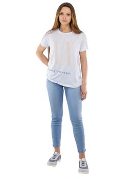 Camiseta Armani Exchange BLanca Logo Dorado Para Mujer