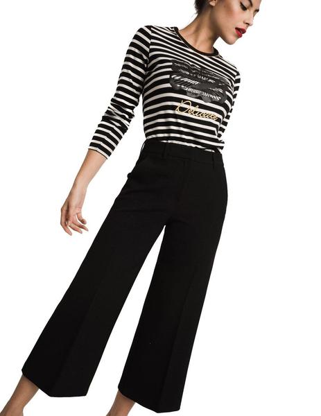 Pantalon fluido negro mujer clearance
