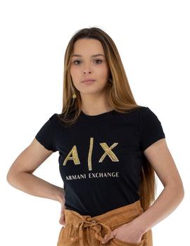 Camiseta Armani Negra Pedrería Para Mujer