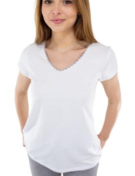 Camiseta Guitare Blanca Manga Corta Para Mujer