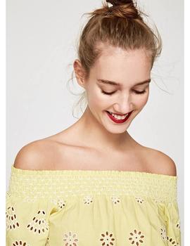 Blusa Pepe Jeans Off The Shoulder Tracy Amarilla Para Mujer