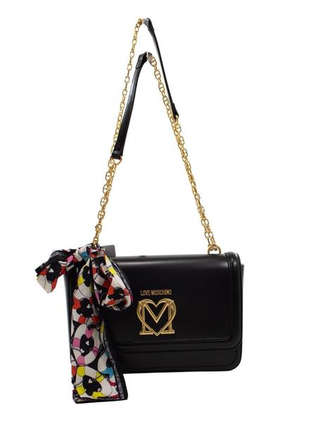 raqueta Insatisfactorio Mathis Bolso Love Moschino Bandolera Negro Con Pañuelo Para Muj