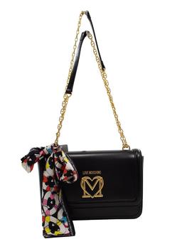 Bolso Love Moschino Bandolera Negro Con Pañuelo Para Mujer